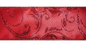 Red Sparkle Vines on Red Satin Bethany Wired Ribbon 50 yards