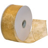 Gold Sparkle Snowflake on Sheer Gold Wide Wired Ribbon 50 yards
