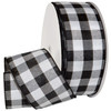 Black White Checked Cambridge Solid Woven Wide Wired Ribbon 50 yards