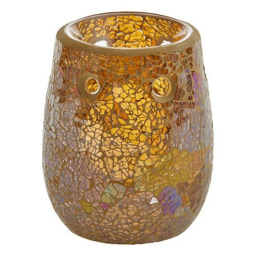 Glam Gold Mosaic Glass Oil Warmer Tart Burner Tealight Holder Yankee Candle