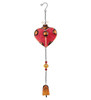 Ladybug Heart Glass Metal Suncatcher Hanging Garden Bell