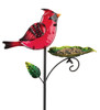 Cardinal Glass Metal Bird Feeder Garden Plant Stake