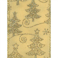 Gold Sparkle Christmas Tree on Solid Gold Conrad Wide Wired Ribbon 50yd