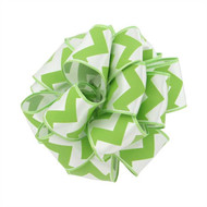 Lime Green Citrus Chevron on Solid White Wide Wired Ribbon 25 yards