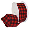 Red Black Buffalo Flannel Plaid Wide Wired Ribbon 33 Yards