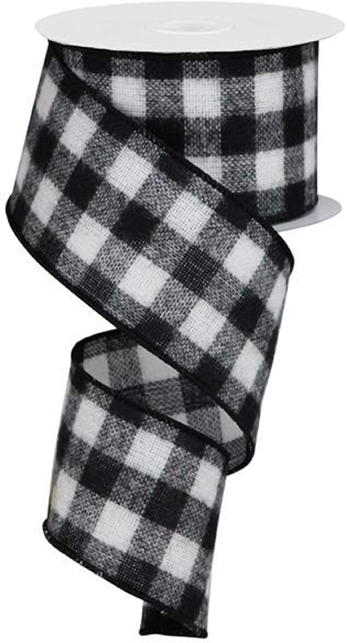 White Black Buffalo Flannel Plaid Wide Wired Ribbon |Archway Variety