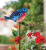 Bluebird Glass Metal Bird Feeder Garden Plant Stake Regal Gifts