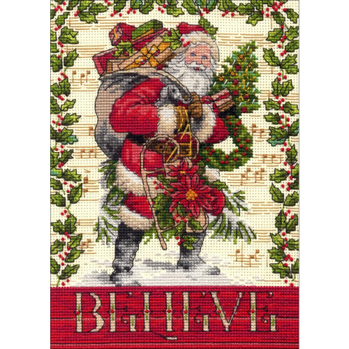 Believe In Santa Petite Gold Collection Cross Stitch Kit Dimensions