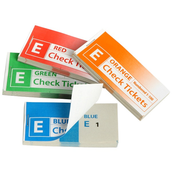 Check Tickets - Assorted Colours/Numbers (20 Packs of 4 Pieces)
