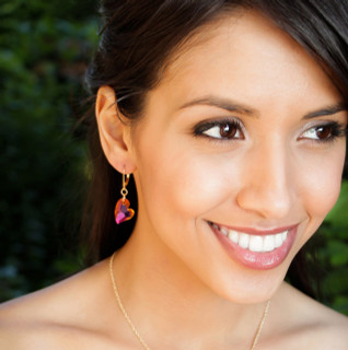 Devoted Heart Earrings in 18k Gold Vermeil Astral Pink