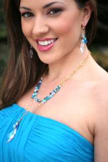 Navette Double Necklace in Ocean shown with the Navette Cluster Earrings in Ocean.