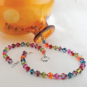 Classic Necklace in Sterling Silver Dark Multi shown with the Classic Bracelet in Dark Multi.