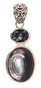 Abalone & Swarovski Black Diamond Pendant