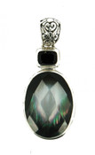 Black Shell & Jet Crystal Pendant