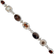 Botswana Agate & Swarovski Golden Shadow Crystal Bracelet