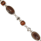 Botswana Agate & Swarovski Smoked Topaz Crystal Bracelet