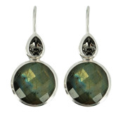 Genuine Labradorite & Black Diamond Crystal Earrings