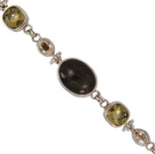 Golden Sheen Obsidian & Swarovski Crystal Bracelet
