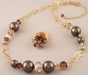 Sandy Beach Eclectic Necklace shown with the Cluster Ring in Sandy Beach.