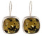 Swarovski Crystal 12mm Cushion Cut Gemstone Earrings in Khaki