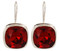 Swarovski Crystal 12mm Cushion Cut Gemstone Earrings in Siam (Red)