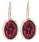 Swarovski Crystal Oval Gemstone Earrings in Fuchsia