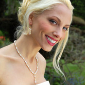 Romance Necklace in 18K Gold Vermeil shown with Crystal Cluster Earrings in Crystal (Clear).