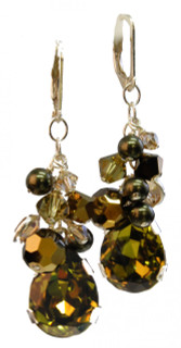 Khaki Teardrop Cluster Earrings