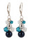 Crystal & Pearl Cluster Earrings in Sterling Silver Blue Crush
