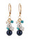 Crystal & Pearl Cluster Earrings in 18K Gold Vermeil Blue Crush