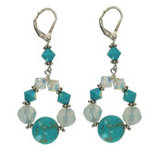Turquoise & Crystal Loop Earrings