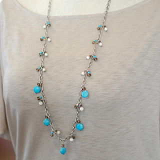 Turquoise Coral Quartz Necklace