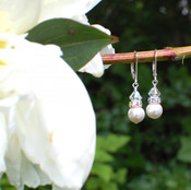 Pearl Rondelle Earrings in Sterling Silver