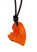 Small Devoted Heart Leather Necklace in Astral Pink on Brown Leather