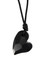 Small Devoted Heart Leather Necklace in Jet (Black) on Black Leather