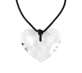 Truly Heart Leather Necklace in Crystal (Clear)