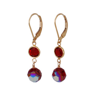 Channel Set Earrings in Gold Siam (Red)