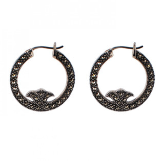 Marcasite Hoop Earrings with Side Detail