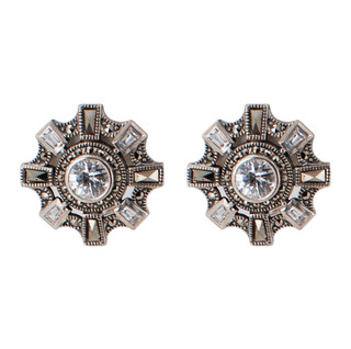 Cubic Zirconia & Marcasite Star Post Earrings