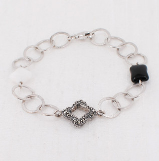 Onyx & Marcasite Chain Bracelet
