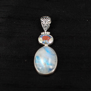Moonstone & Mercury Quartz Pendant
