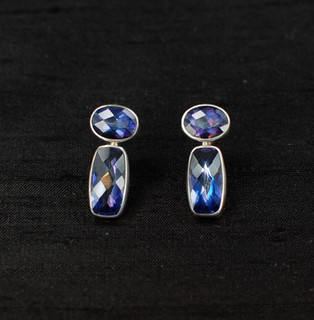 Neptune Topaz Baguette & Oval Post Earrings