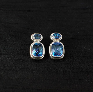 Neptune Topaz Two-Stone Post Earrings