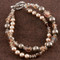Double Bracelet shown in Sterling Silver Sandy Beach - Bronze & Brown Swarovski crystal pearls with Light Colorado Topaz & Smoked Topaz Swarovski crystals.