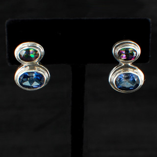 Mystic & Blue Passion Topaz Oval Post Earrings