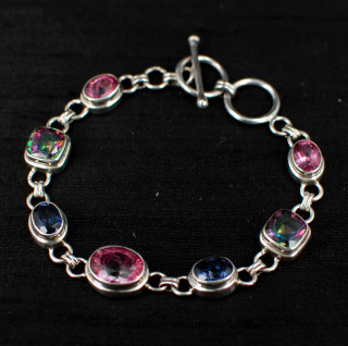 Pink, Blue & Mystic Topaz Bracelet