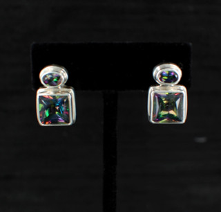 Mystic Topaz Princess & Oval Post Earrings