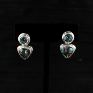 Mystic Topaz Trillion & Round Post Earrings