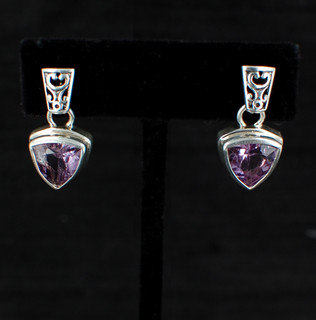 Amethyst Trillion Post Earrings