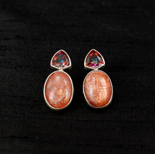 Azotic Topaz & Sunstone Post Earrings